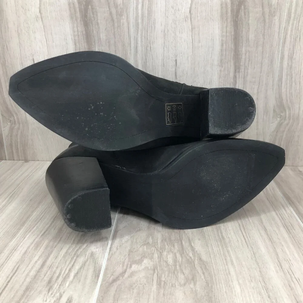 Crevo Ankle Boots Womens 7 Kazzee Black Nubuck Leather Slip On Chelsea Booties
